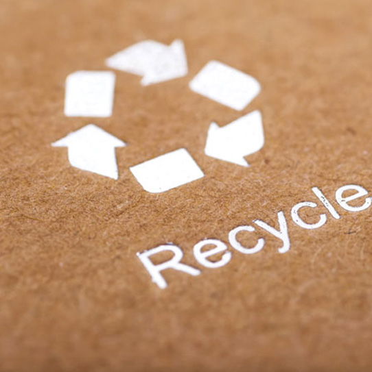 Recycled corrugated board close up